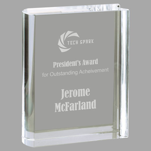 4.5" X 6 Clear Crystal Book Award – item CRY1555L