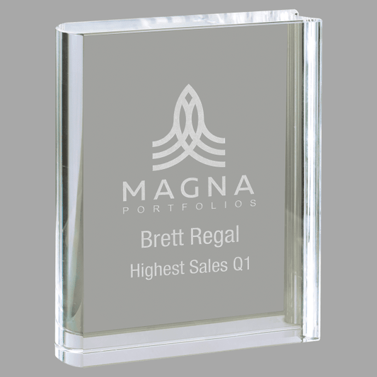 3.75" X 5 Clear Crystal Book Award – item CRY1555M