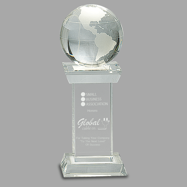 8" Crystal Globe on Tower – item CRY159