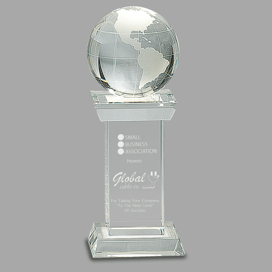 8" Crystal Globe on Tower – item CRY159