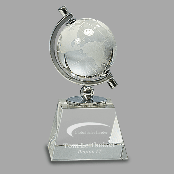 6" Crystal Globe on Base – item CRY160