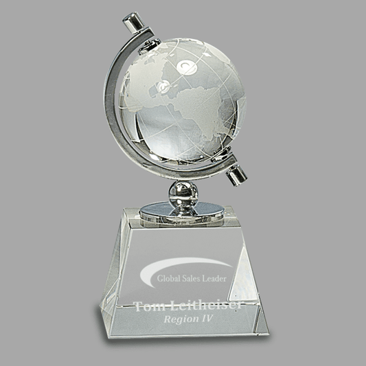 6" Crystal Globe on Base – item CRY160