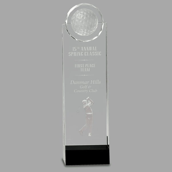 11.25" Clear/Black Crystal Standup w/ 3D Golfer Award – item CRY167L image 2