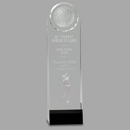 11.25" Clear/Black Crystal Standup w/ 3D Golfer Award – item CRY167L image 2