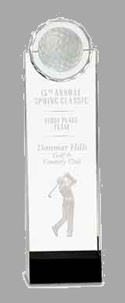 11.25" Clear/Black Crystal Standup w/ 3D Golfer Award – item CRY167L