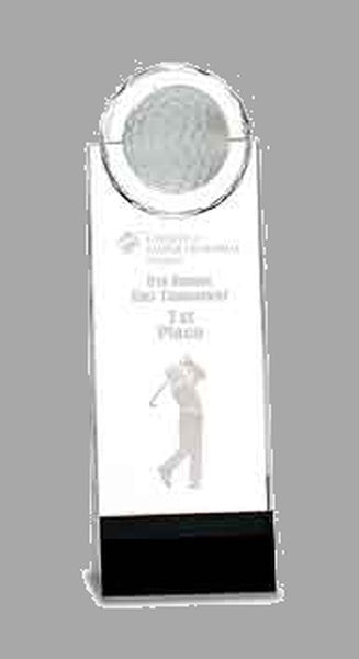 9.5" Clear/Black Crystal Standup w/ 3D Golfer Award – item CRY167M