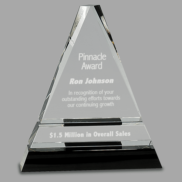7.75 Crystal Triangle with Black Award – item CRY168L