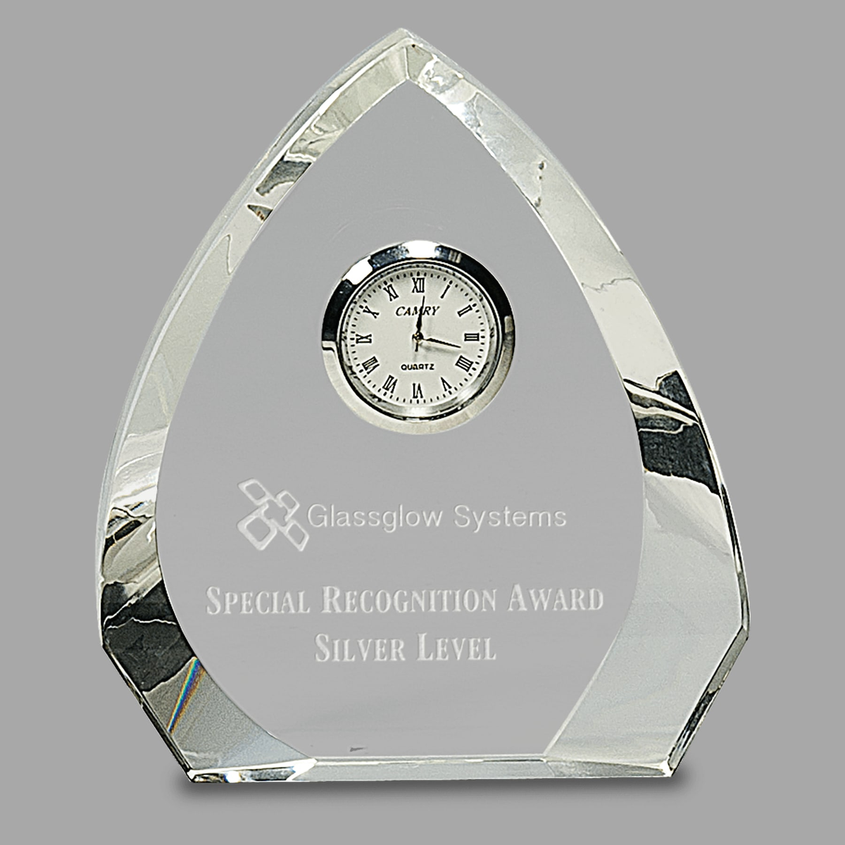 5 1/2" Clear Crystal Arch with Clock — CRY170