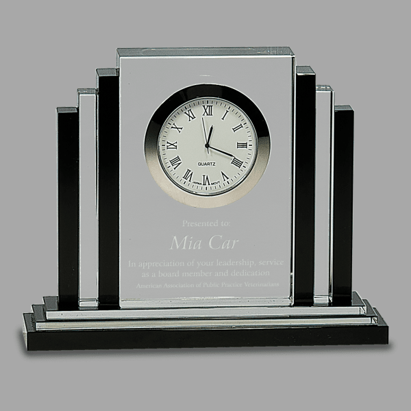 7.25" x 6" Black Quartz Clock Plaque – item CRY171 image 2