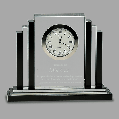 7.25" x 6" Black Quartz Clock Plaque – item CRY171 image 2