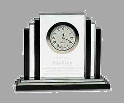 7.25" x 6" Black Quartz Clock Plaque – item CRY171