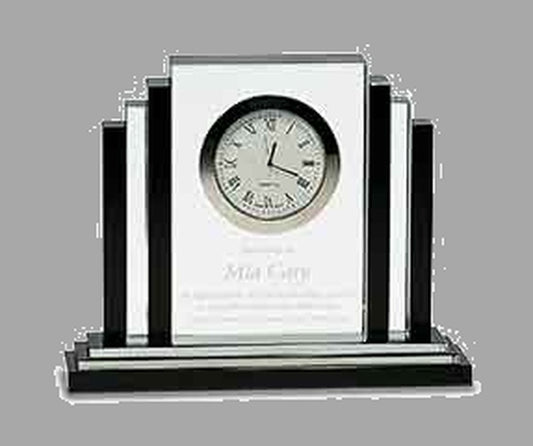 7.25" x 6" Black Quartz Clock Plaque – item CRY171