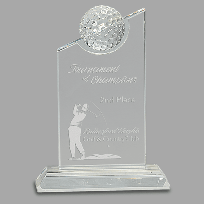 7.25" Clear Crystal w/ Inset Golf Ball on Base Award – item CRY180 image 2