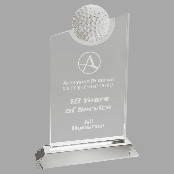 9.5" x 6.25" x 2"(W) Crystal Slant Golf Tablet Award – item CRY182 image 3