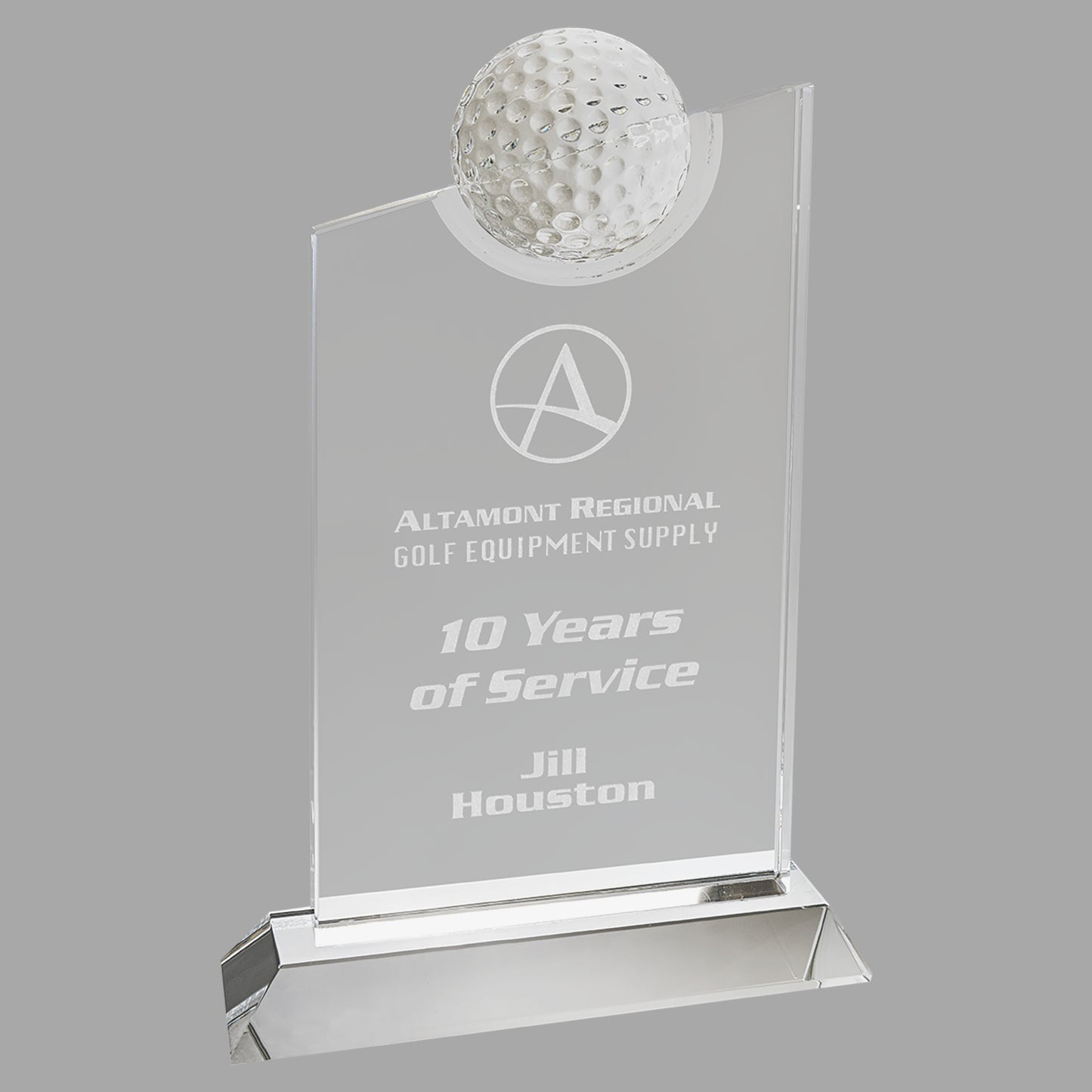 9.5" x 6.25" x 2"(W) Crystal Slant Golf Tablet Award – item CRY182
