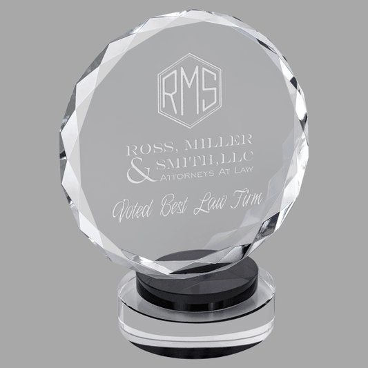 7" Crystal Round,black/clear Round Base Award – item CRY19001BKL
