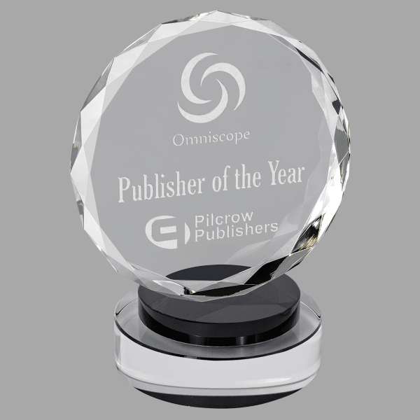 6" Crystal Round,black/clear Round Base Award – item CRY19001BKM
