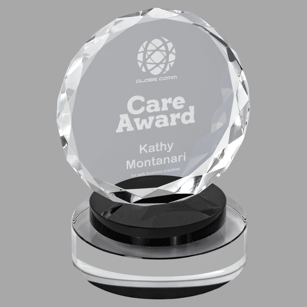 5" Crystal Round,black/clear Round Base Award – item CRY19001BKS