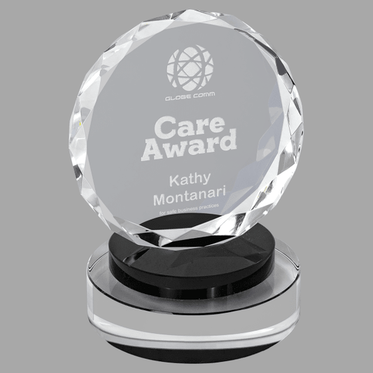 5" Crystal Round,black/clear Round Base Award – item CRY19001BKS