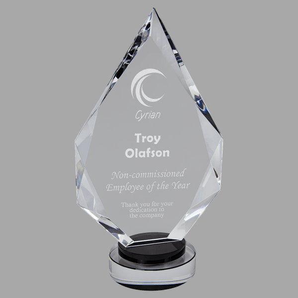 10.25" Diamond,black/clear Round Base Crystal Award – item CRY19005BKL