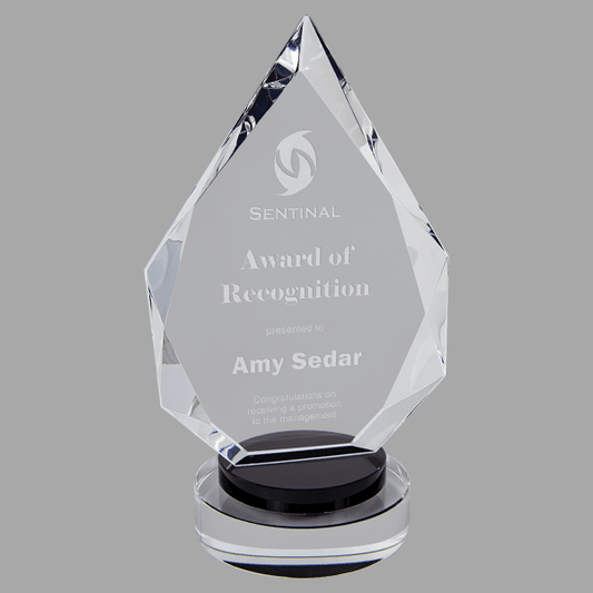 8.25" Diamond,black/clear Round Base Crystal Award – item CRY19005BKS