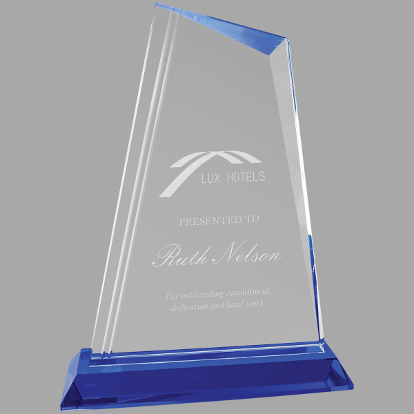 9.75" Crystal Peak with Blue Base Award – item CRY2010L
