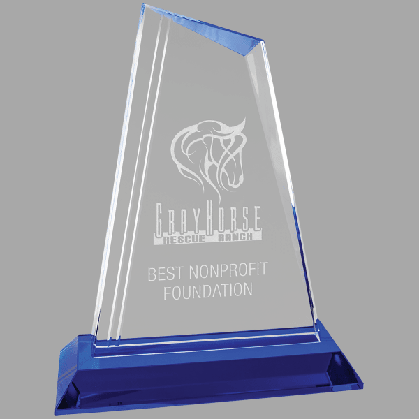 7.75" Crystal Peak with Blue Base Award – item CRY2010S