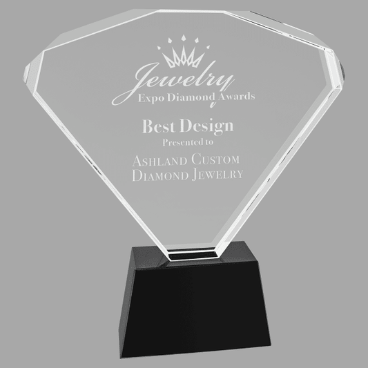 8.75" Crystal Fan with Black Base Award – item CRY2024L