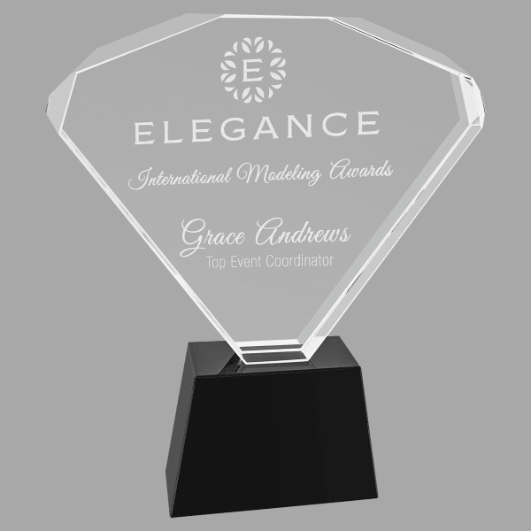 8" Crystal Fan with Black Base Award – item CRY2024M