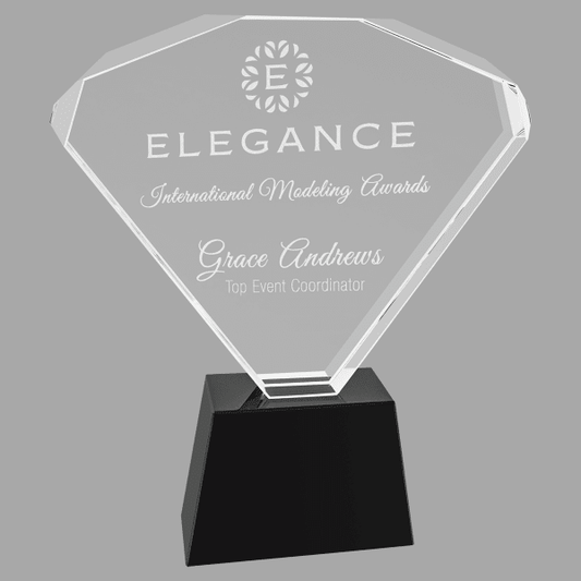 8" Crystal Fan with Black Base Award – item CRY2024M