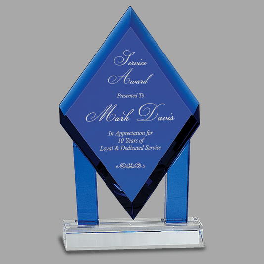 8.75" Crystal Floatng Diamond/blue Award – item CRY243