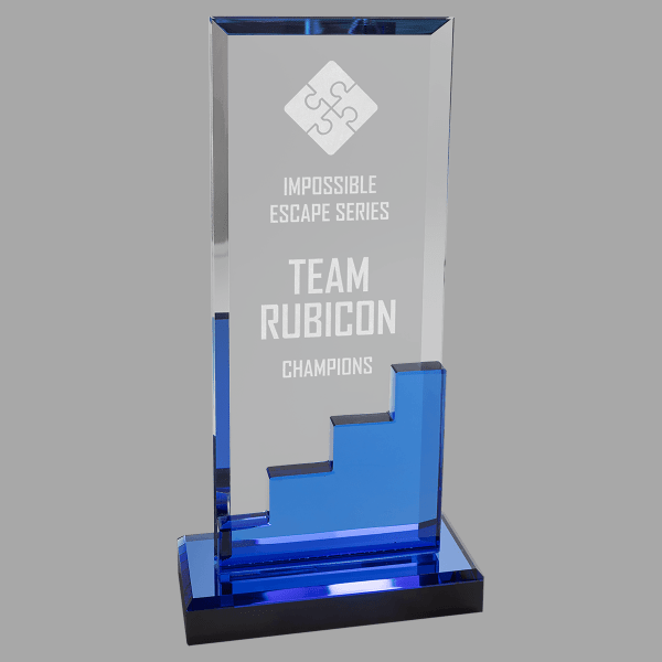 4.5" X 9.5" Crystal Blue Strcase Award – item CRY263L