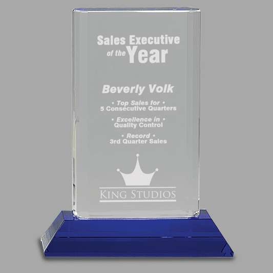 7.75" Crystal Blue Cylinder Award – item CRY270