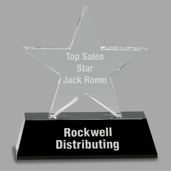 6.75" Star on Black Base Crystal – item CRY312