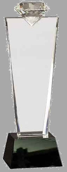 11" Crystal Diamond Top Award on Black Pedestal Base – item CRY3211C