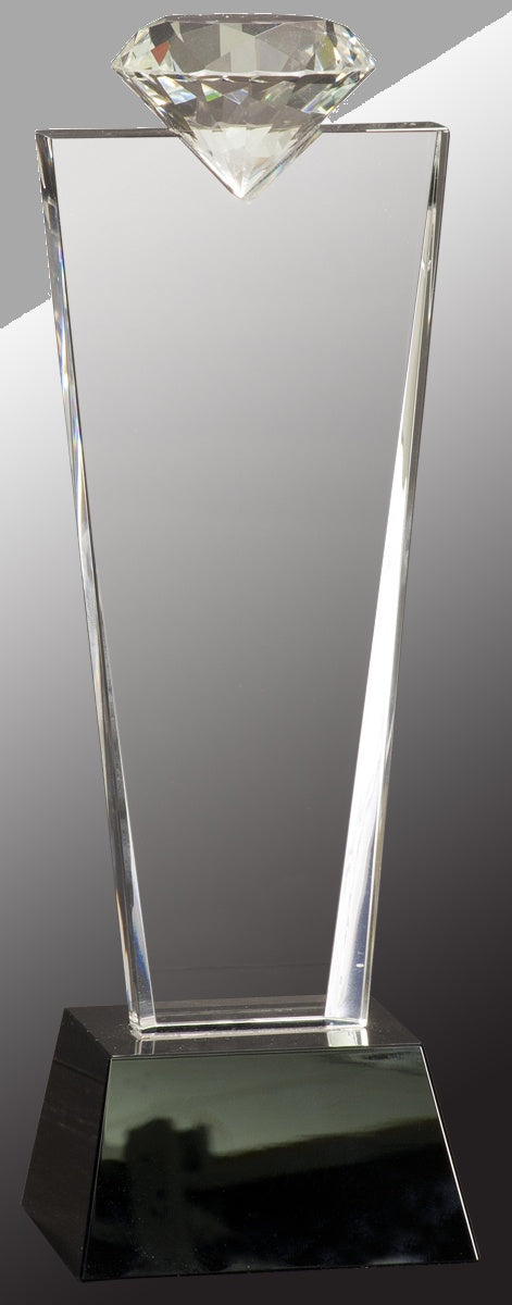 11" Crystal Diamond Top Award on Black Pedestal Base – item CRY3211C image 2