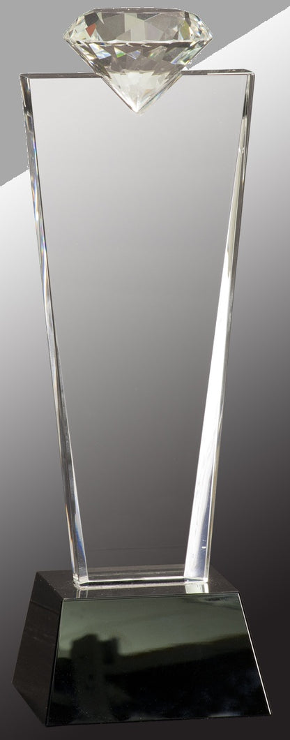 11" Crystal Diamond Top Award on Black Pedestal Base – item CRY3211C image 2