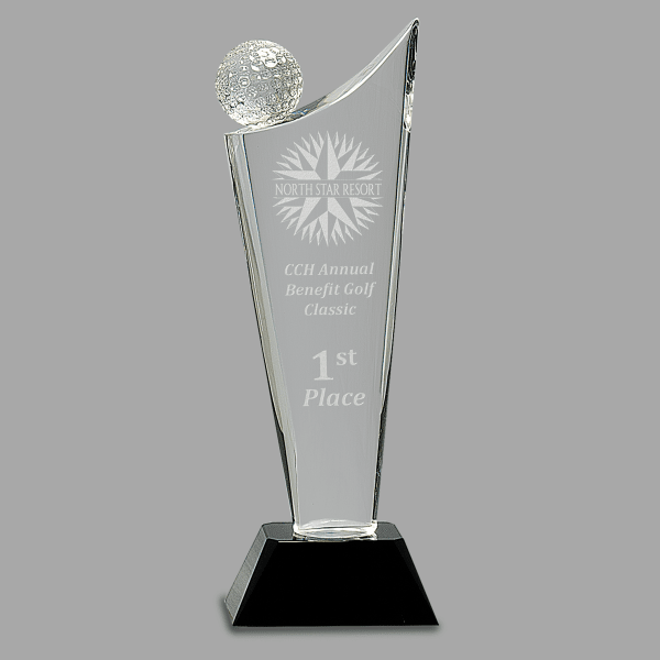 10.75" Crystal Golf on Wave Award – item CRY338