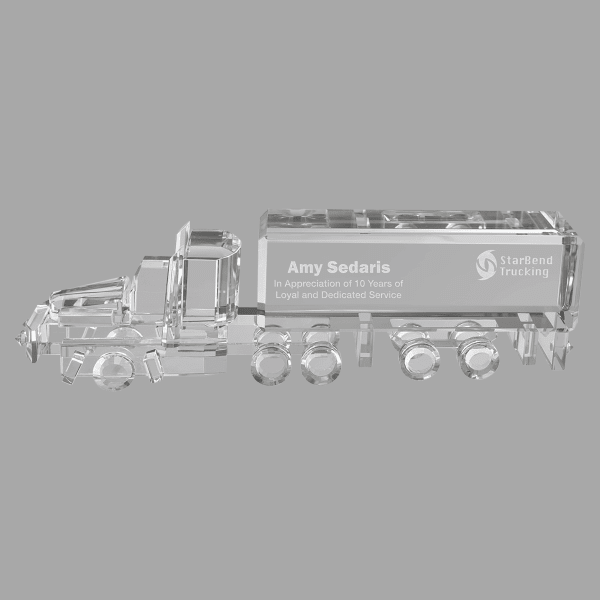 7" X 2.25" Crystal Semi Truck Award – item CRY350M