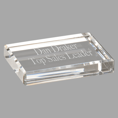 4" x 3" Crystal Rect. Paperweight – item CRY3616 image 4