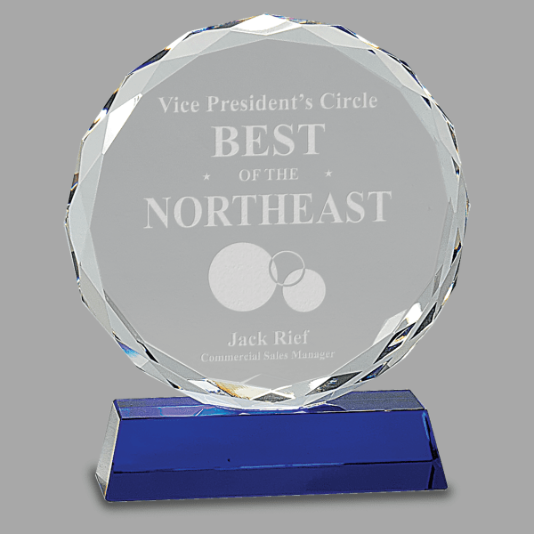 7" Crystal Round with Facet Award – item CRY501L