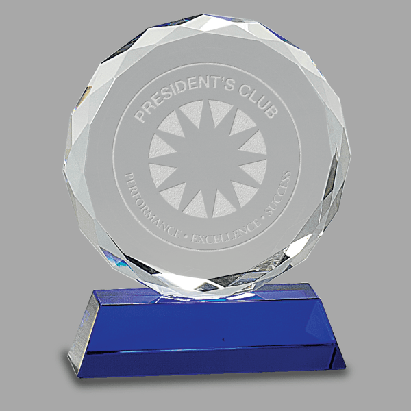 6" Crystal Round with Facet Award – item CRY501M