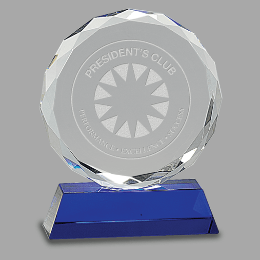6" Crystal Round with Facet Award – item CRY501M