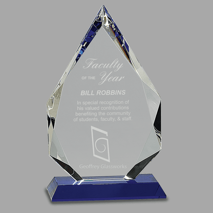 10" Diamond Crystal on Blue Pedestal Base Award – item CRY505L image 2