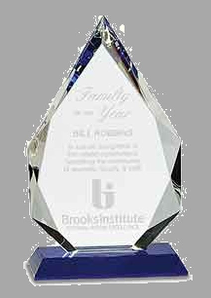 10" Diamond Crystal on Blue Pedestal Base Award – item CRY505L