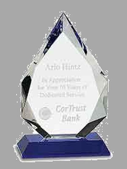 8" Diamond Crystal on Blue Pedestal Base Award – item CRY505S