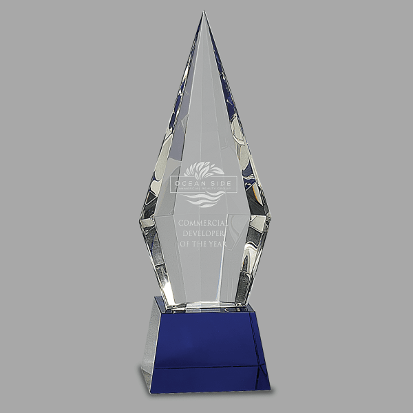 11" Crystal Facet Obelisk Blue – item CRY533L
