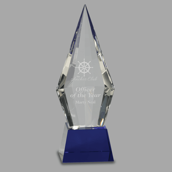 9.5" Crystal Facet Obelisk Blue – item CRY533S