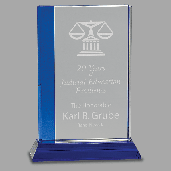6.5" X 9 Crystal Blue Edge with Base Award – item CRY534L