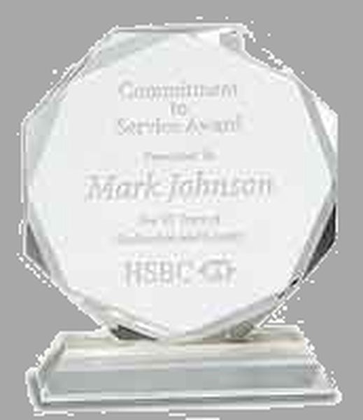 6" Clear Crystal Octagon on Pedestal Base Award – item CRY62